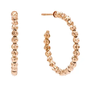 Moon Cut Beaded Hoop Earring 14K