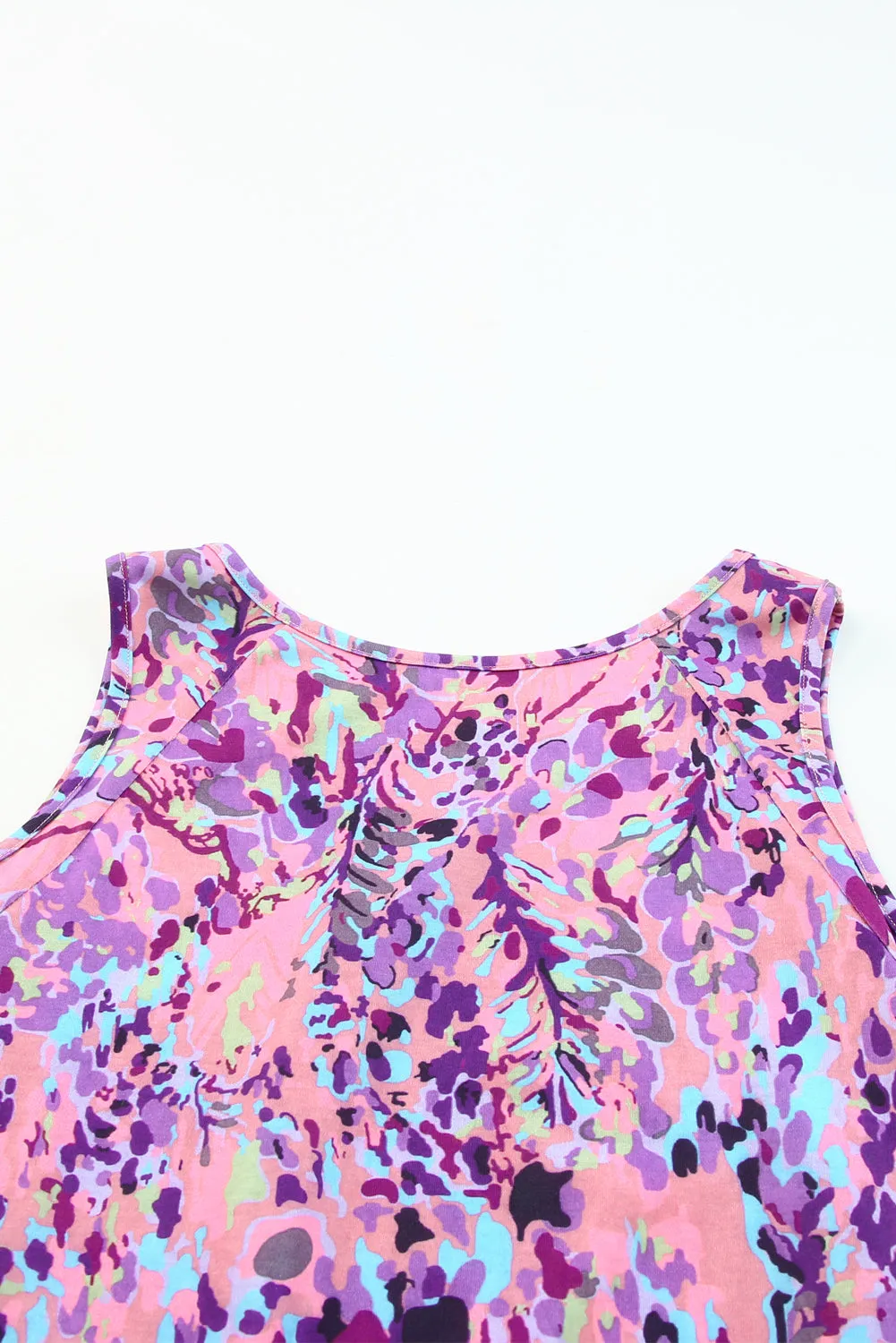 Multicolor Lavender Floral Print Cold Shoulder Blouse