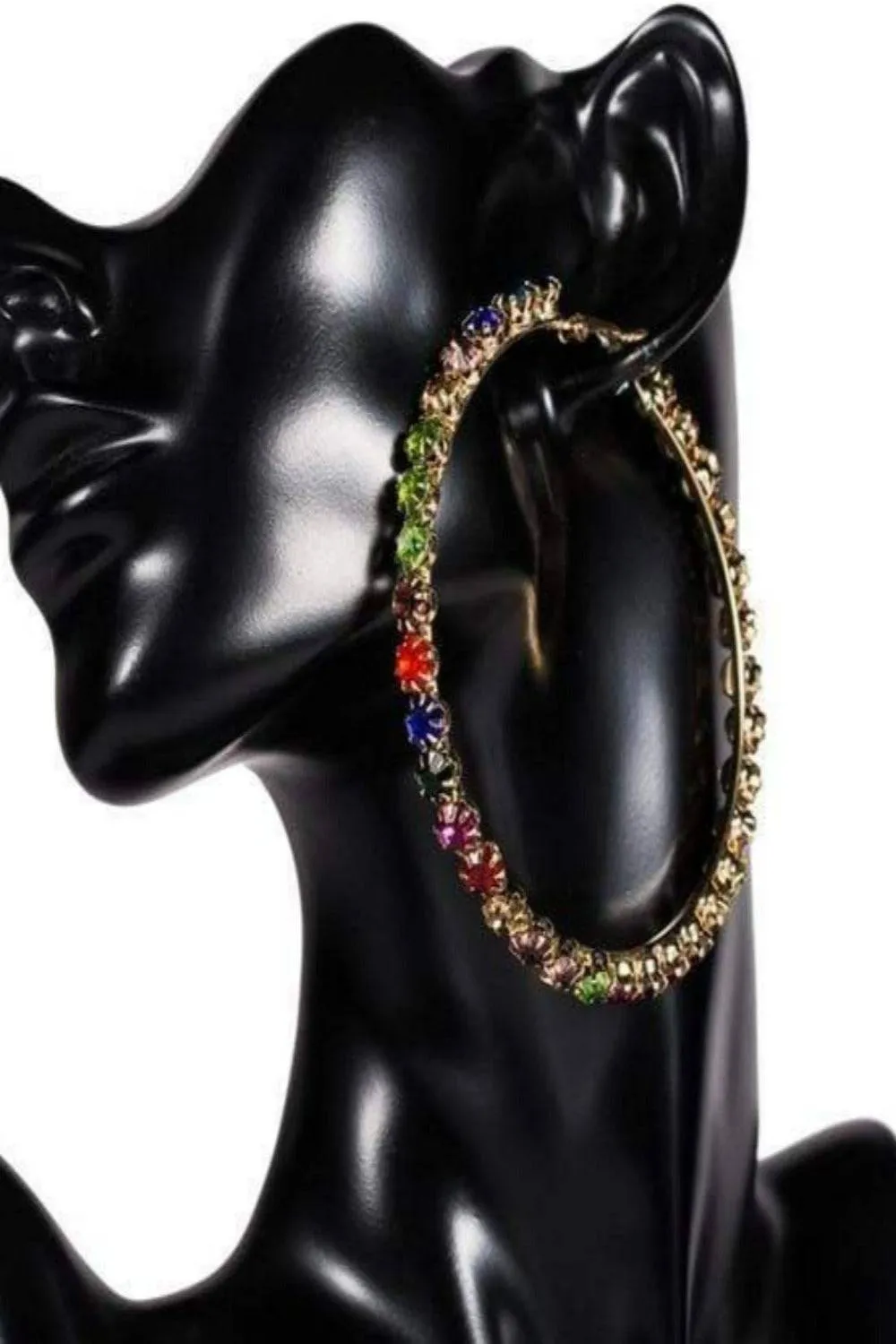 Multicolor Rhinestone Big Hoop Earrings