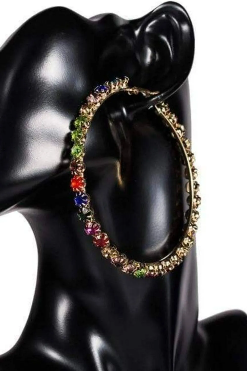Multicolor Rhinestone Big Hoop Earrings