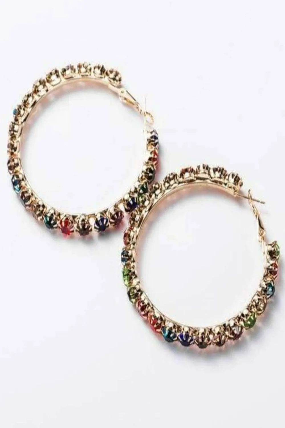 Multicolor Rhinestone Big Hoop Earrings