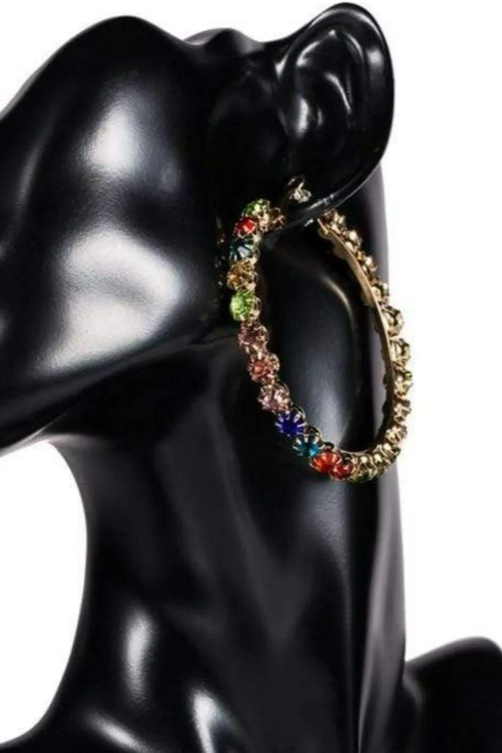 Multicolor Rhinestone Big Hoop Earrings