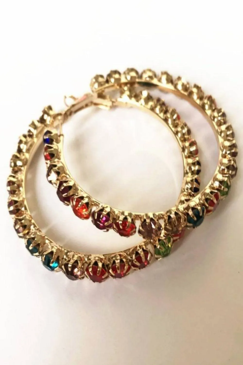 Multicolor Rhinestone Big Hoop Earrings