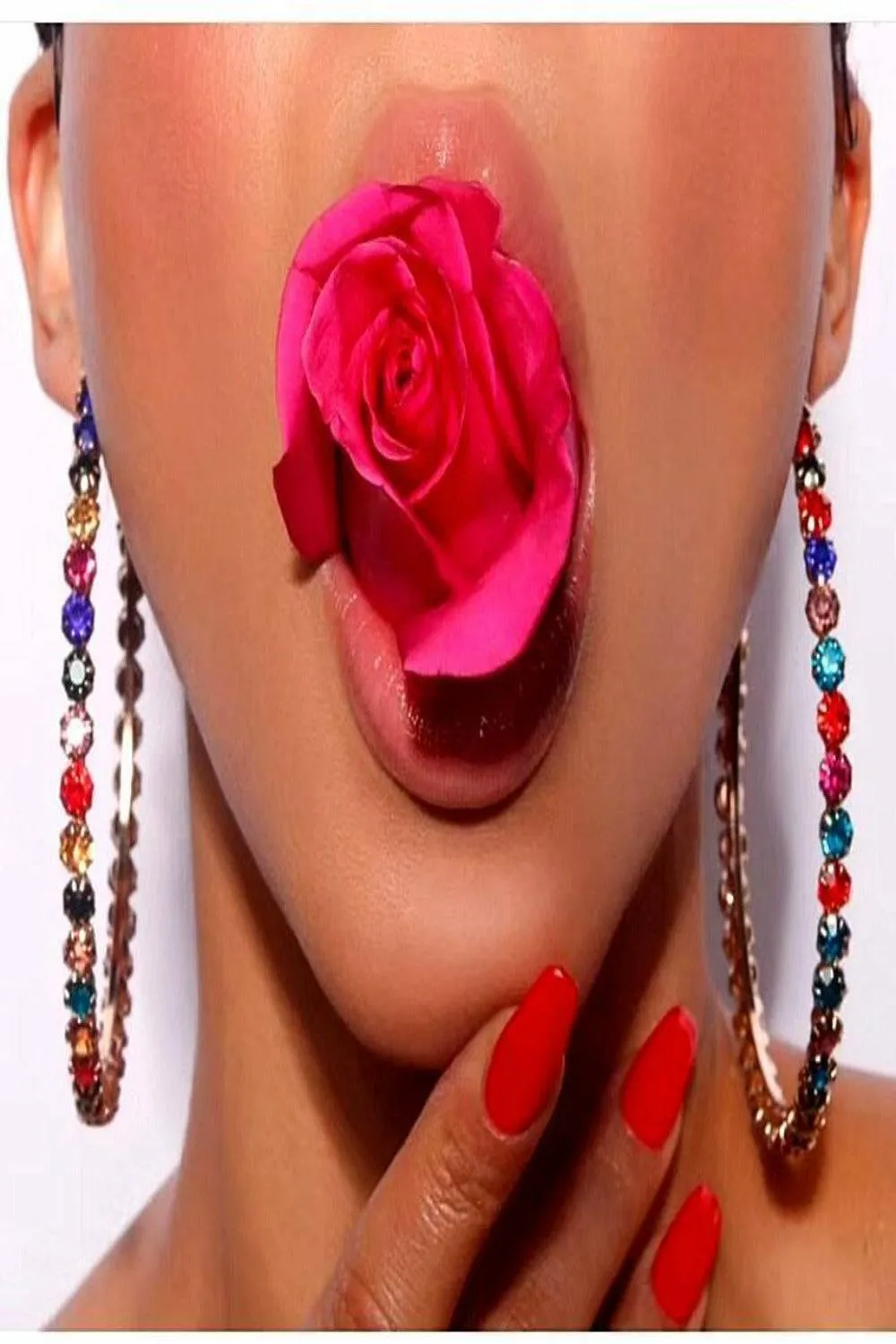 Multicolor Rhinestone Big Hoop Earrings