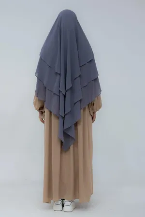 Munawara Gray Blue three layer chiffon khimar hijab niqab