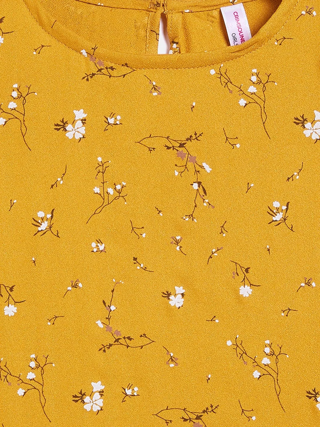 Mustard Printed Cold Shoulder Top