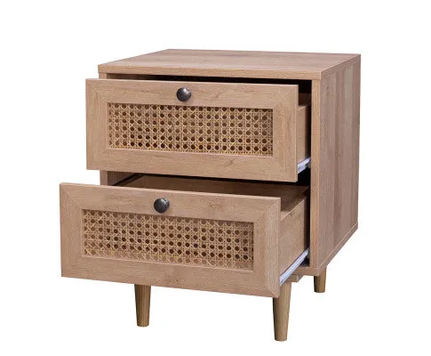 Natura Rattan Bedside Table With 2 Drawers