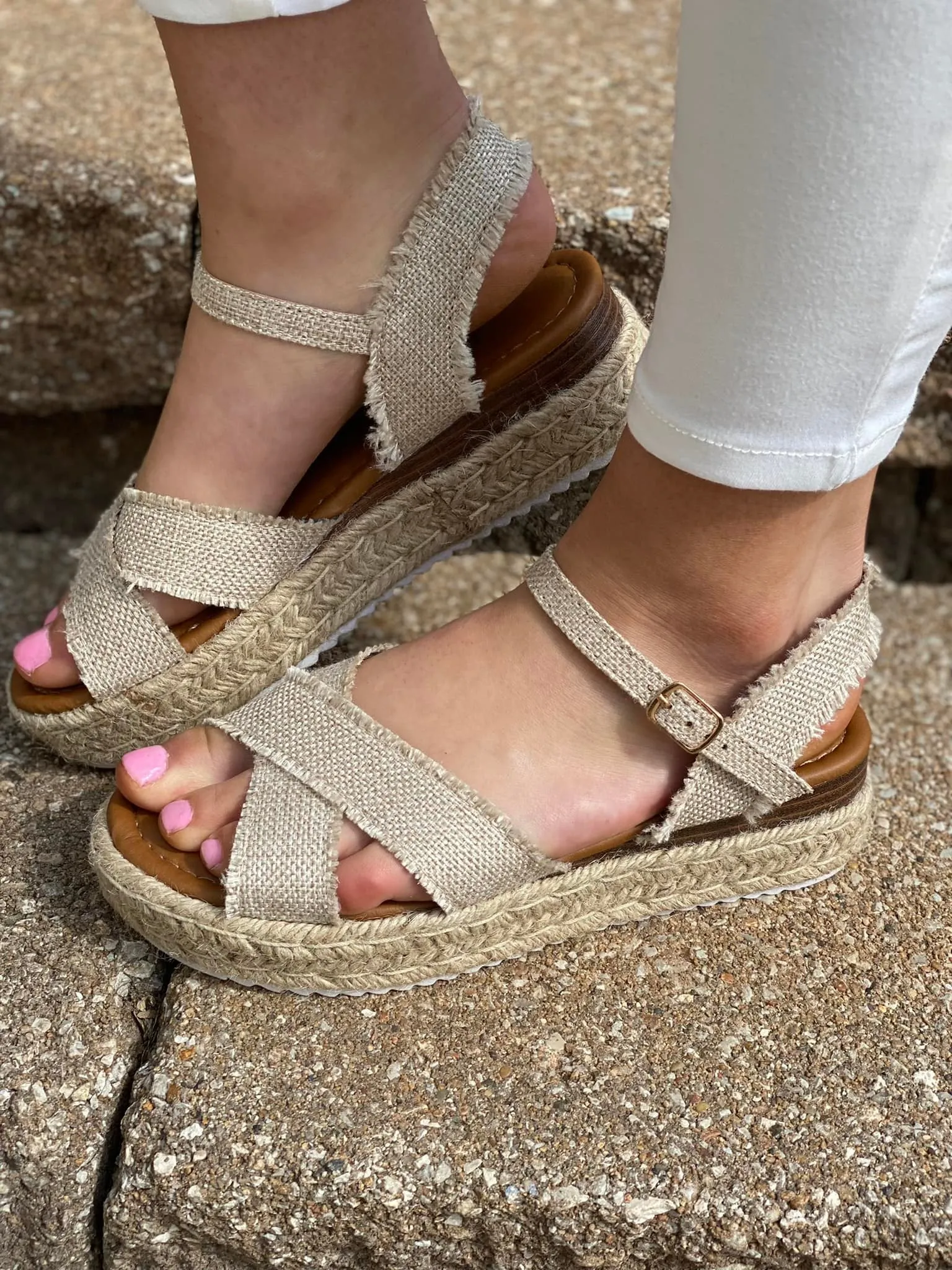 Natural Frayed Espadrilles