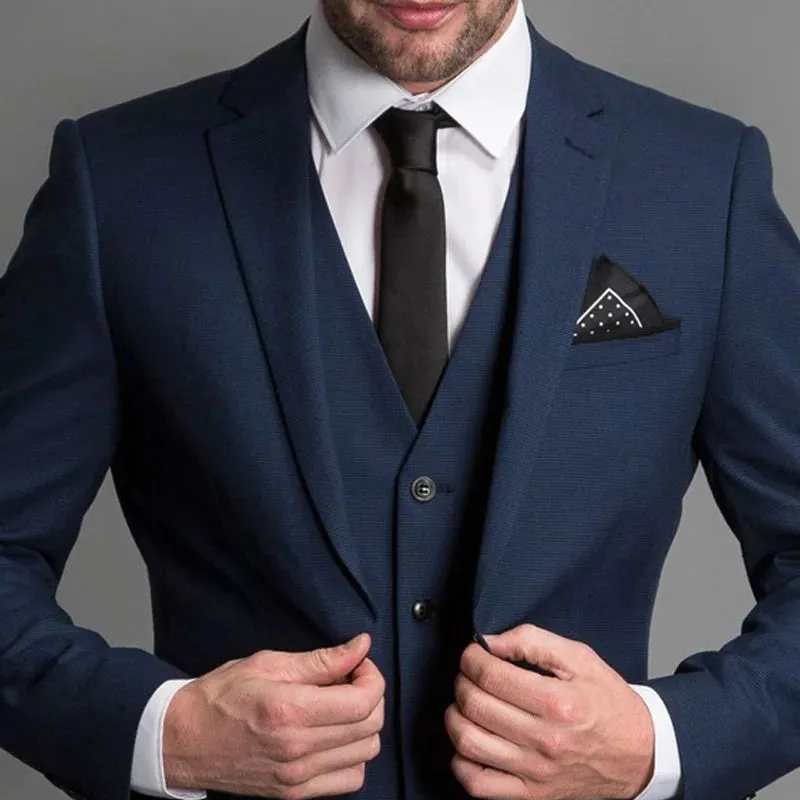Navy Blue Formal Wedding Tuxedo for Gentleman Prom Men Suits Slim Fit 3 Piece American Male Fashion Set Blazer Vest with Pants