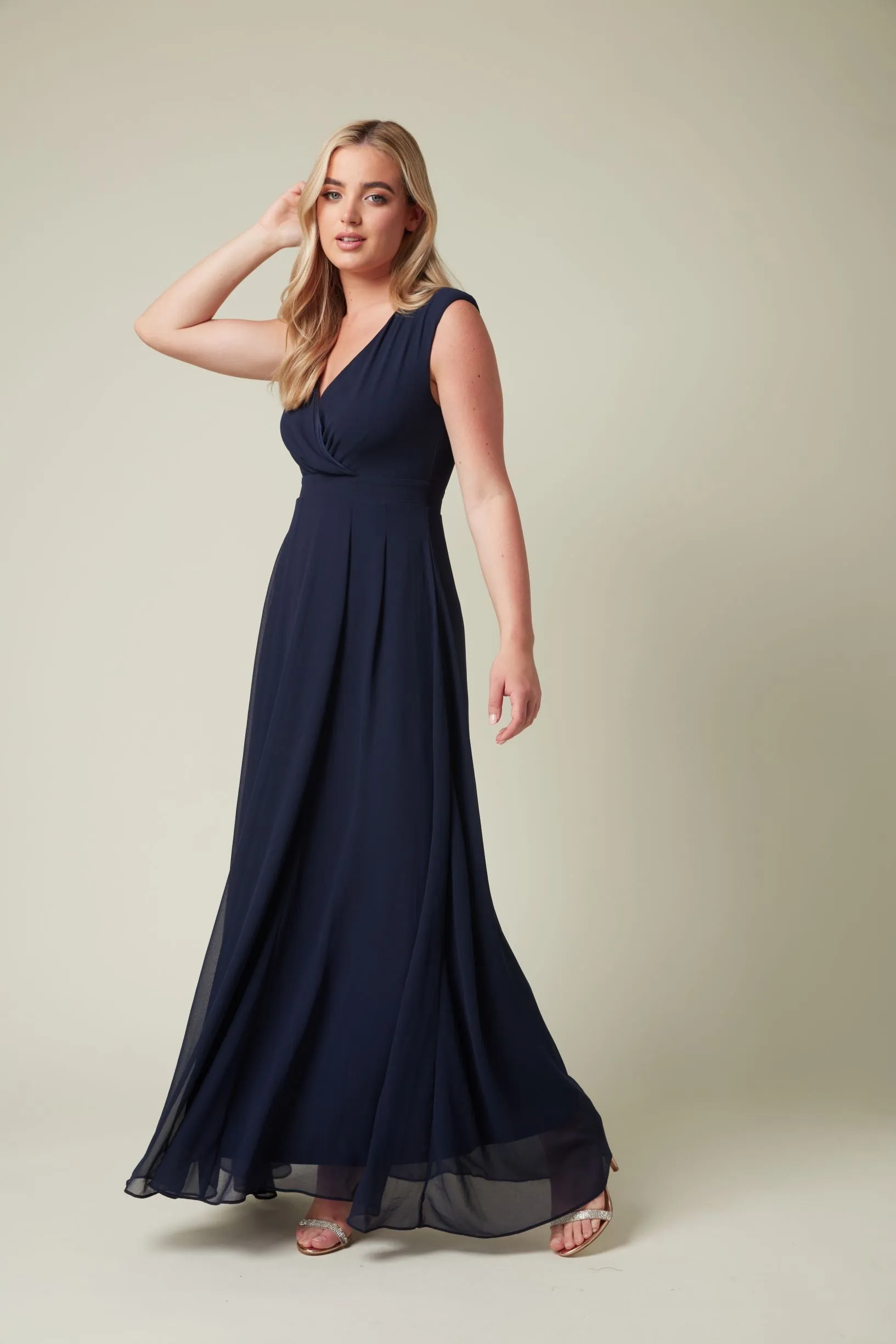 Navy Chiffon Bridesmaid Maxi Dress