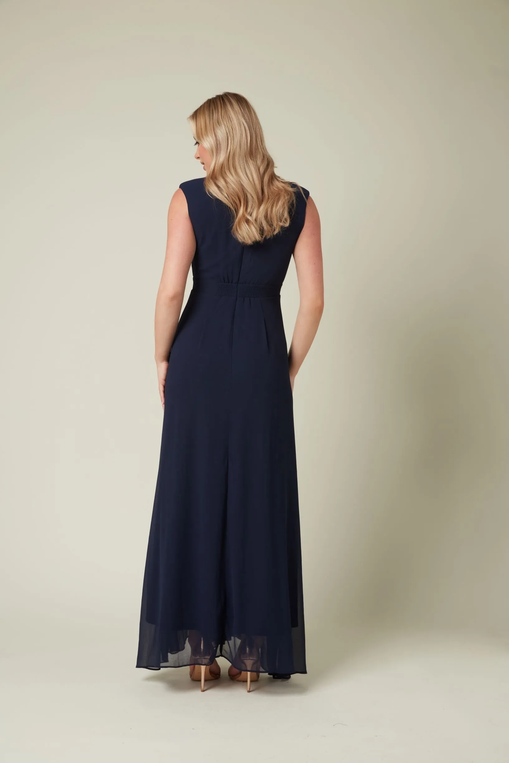 Navy Chiffon Bridesmaid Maxi Dress