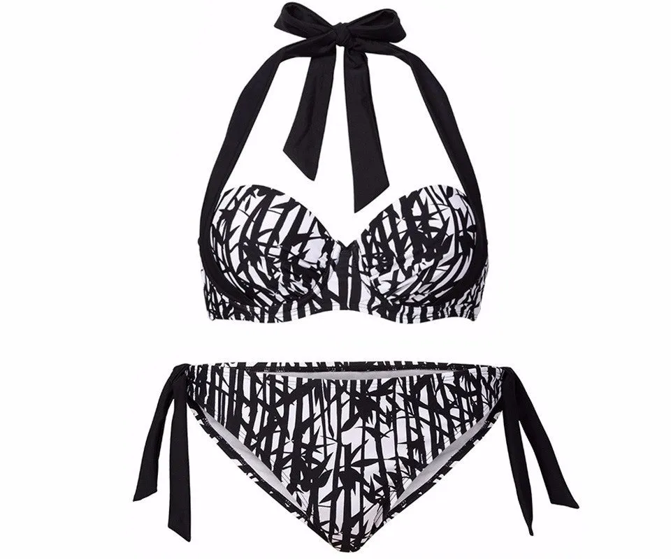 New Thin Stripe Bikinis Women Swimsuit Push Up Bikini Set Bathing Suits Halter Summer Beach Wear
