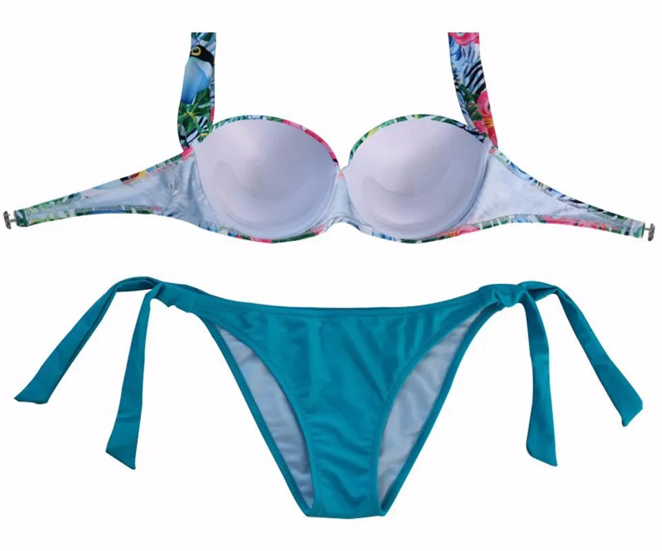 New Thin Stripe Bikinis Women Swimsuit Push Up Bikini Set Bathing Suits Halter Summer Beach Wear