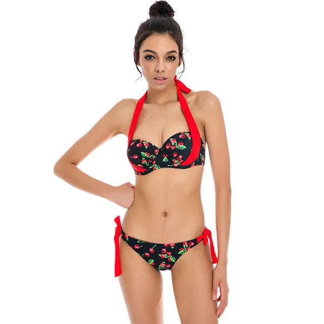 New Thin Stripe Bikinis Women Swimsuit Push Up Bikini Set Bathing Suits Halter Summer Beach Wear