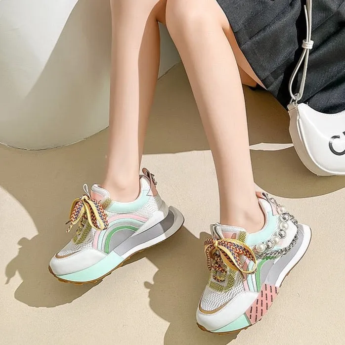 Nicola Pearl Laced Sneakers - 2 Colors