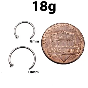 Nose Hoop 8mm, 10mm Titanium Piercing 18g, 20g