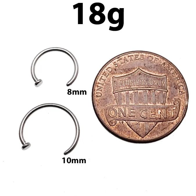 Nose Hoop 8mm, 10mm Titanium Piercing 18g, 20g