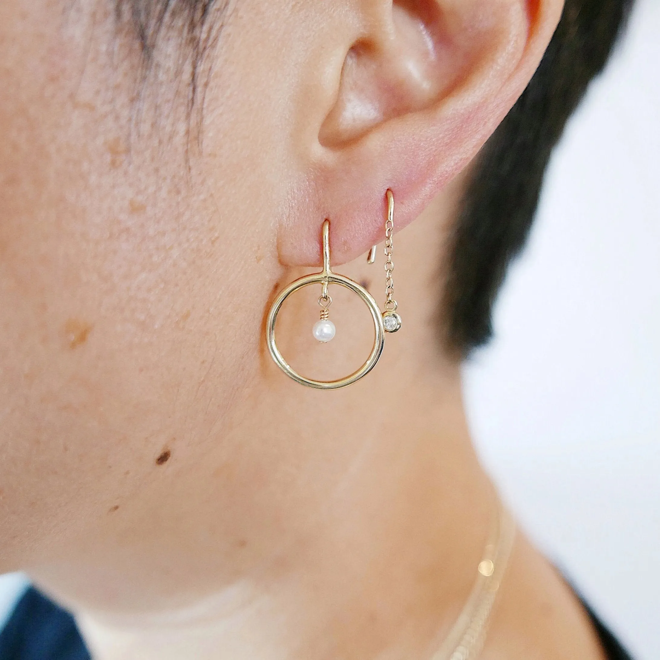 Open Hoop Pearl Earring
