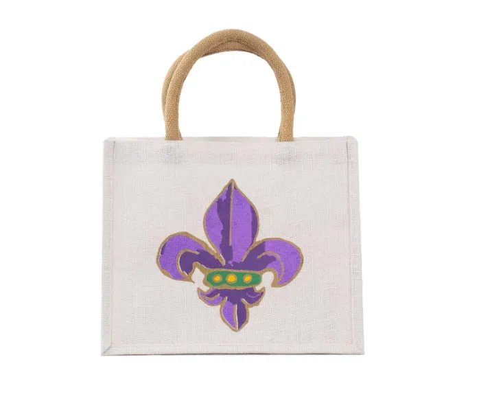 Orleans Gift Tote - White/ Purple/Green/Yellow