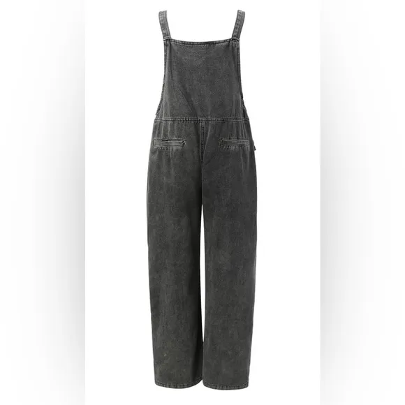 Overalls for Women Casual Solid Strap Button Overall Lace Up Long Straight