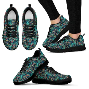 Paisley Print Women's Sneakers Black Soles
