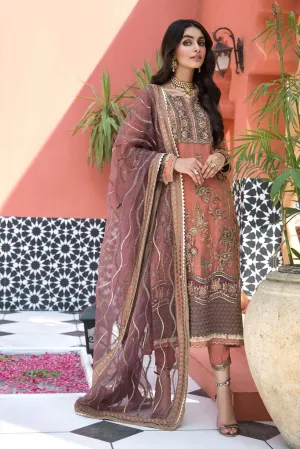 Pakistani Embroidered Chiffon Dress in Pink Color #PS13