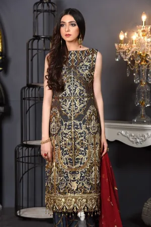 Pakistani Fancy Dress Of Dark Grey Colour # P2609
