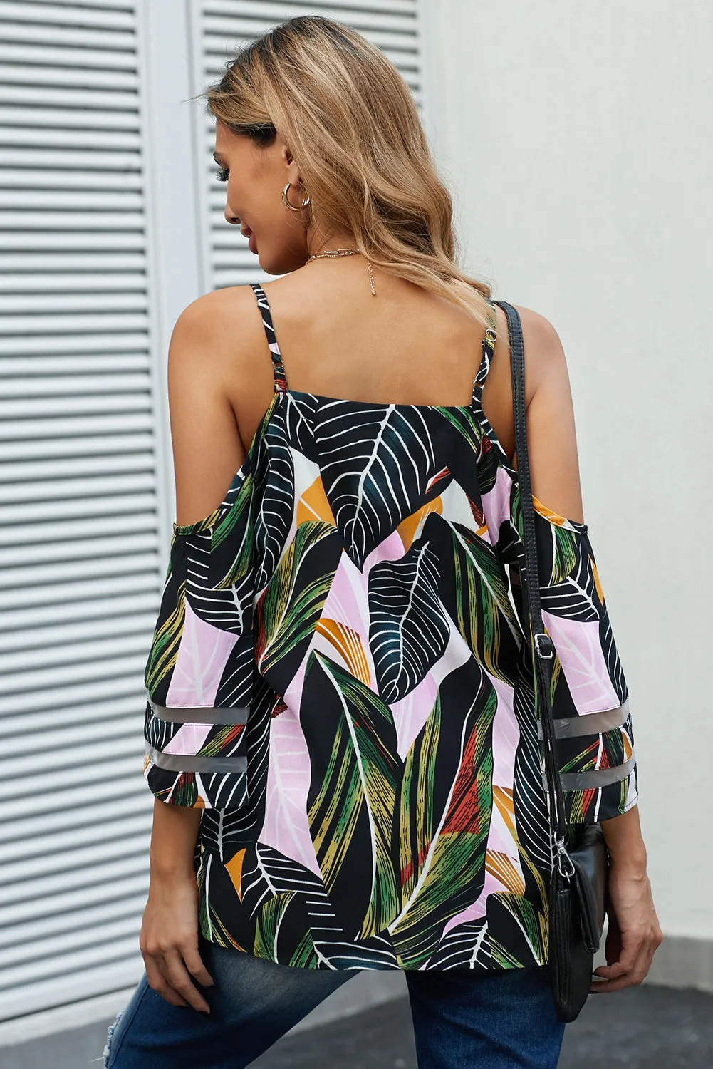 Palm Cold Shoulder Blouse