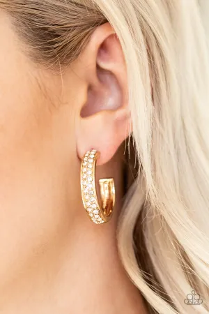 Paparazzi Cash Flow - Gold Hoop Rhinestone Earrings