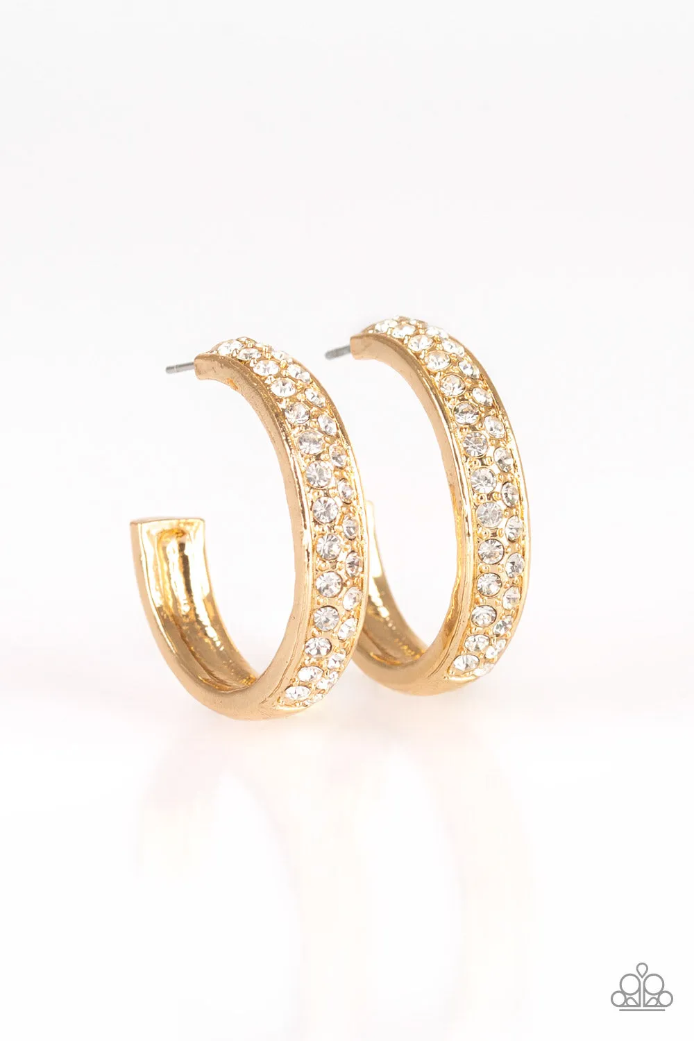 Paparazzi Cash Flow - Gold Hoop Rhinestone Earrings