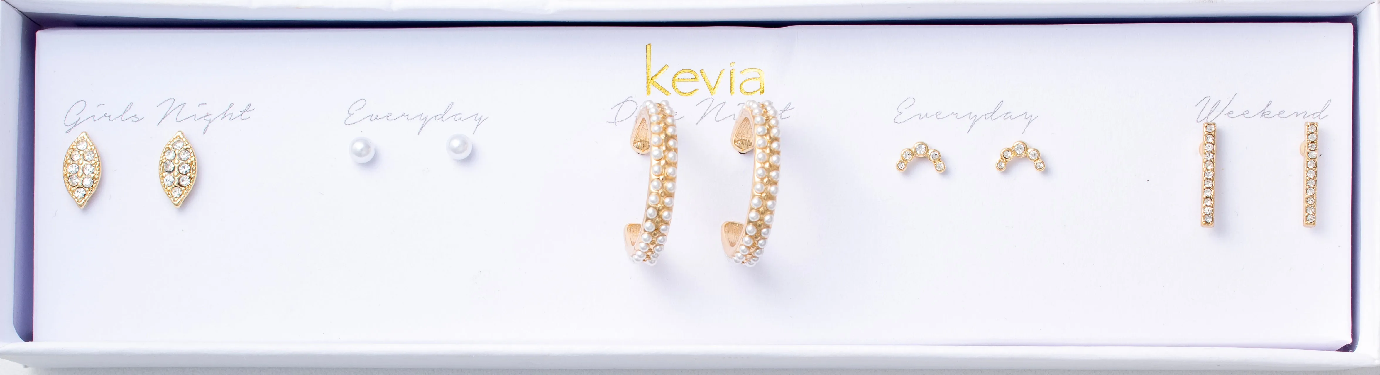 Pave Pearl Hoop Earring Set