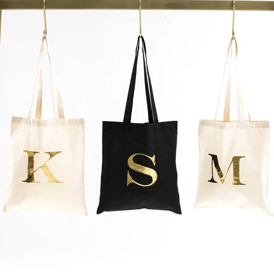 Personalised Gold Initial Tote Bag