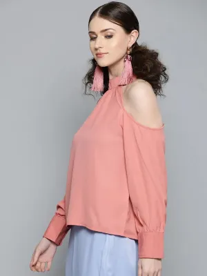 Pink Cold Shoulder Top