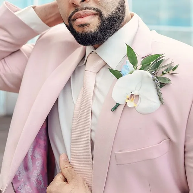 Pink Notched Lapel Mens Suits For Groom Tuxedos Party Prom Tuxedo with 2 Pieces