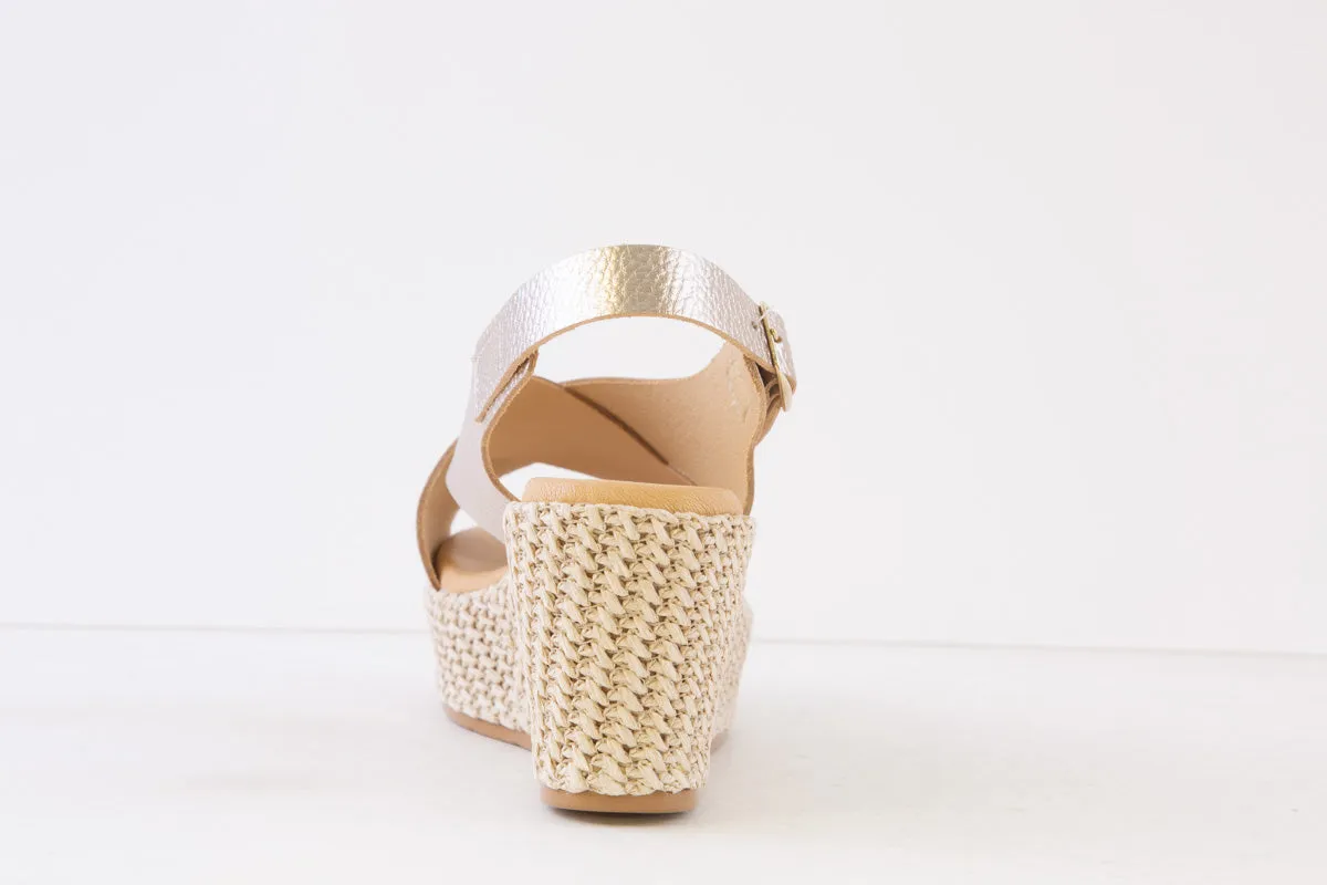 PITILLOS - 5512 WEDGE ESPADRILLE SANDAL - GOLD