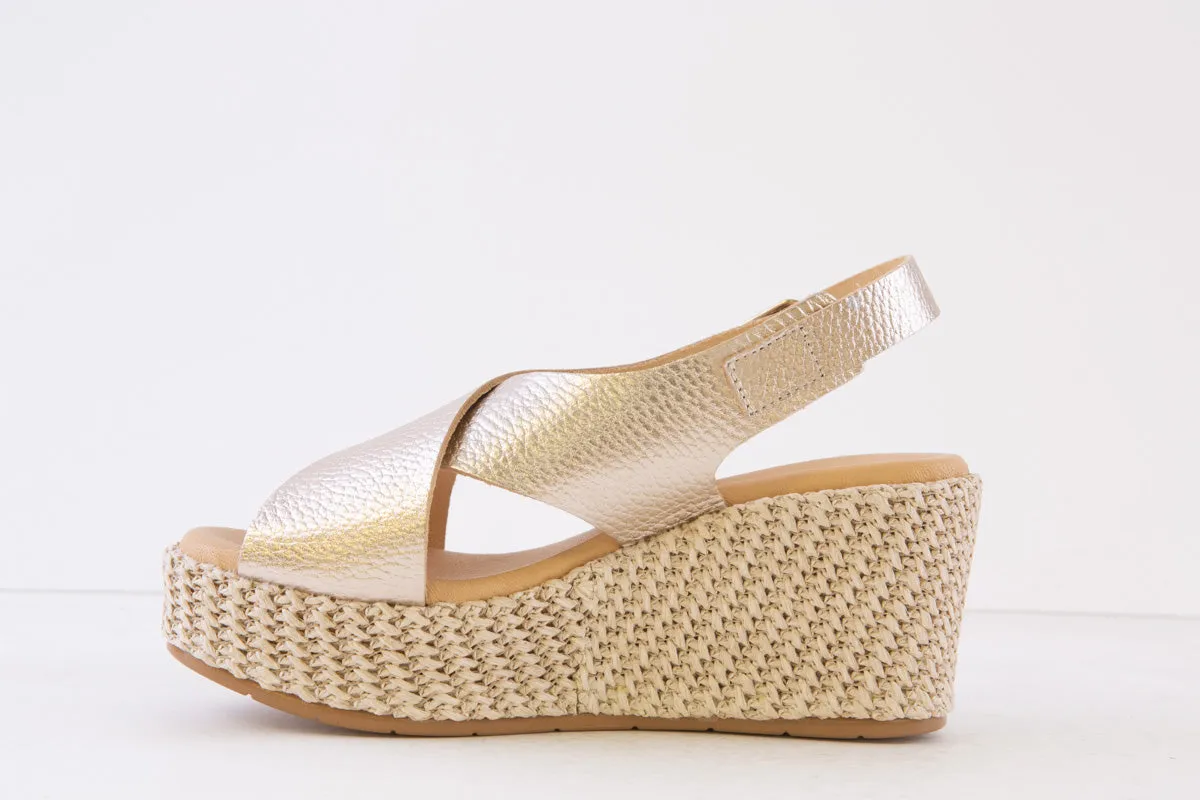 PITILLOS - 5512 WEDGE ESPADRILLE SANDAL - GOLD