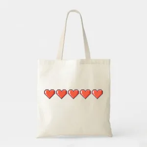 Pixel Art Hearts - White Cotton Tote Bag