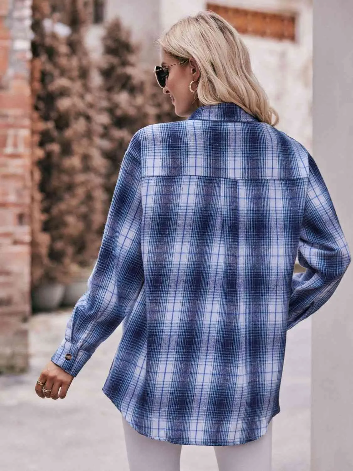 Plaid Dropped Shoulder Longline Shirt (7 Colors)