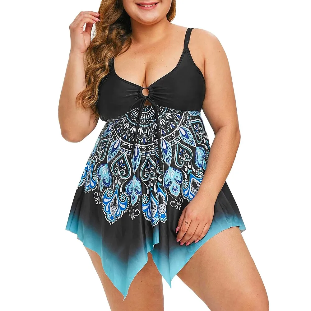 Plus Size Sexy Two Piece Swimsuits Female Shoulder Boho Swimwear Push Up Bathing Suits Bodysuits