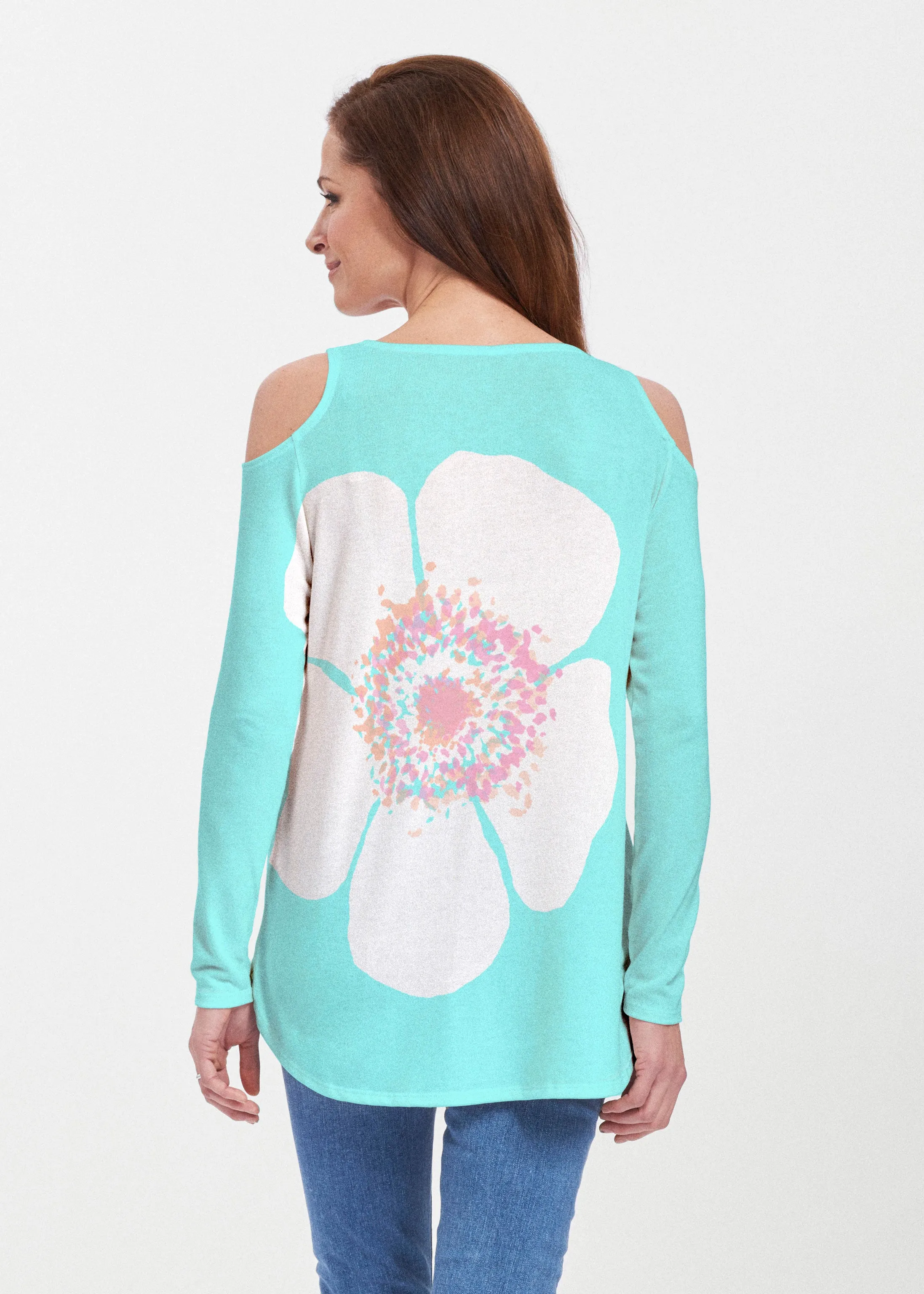 Poppy Seaglass Green (7107) ~ Butterknit Cold Shoulder Tunic