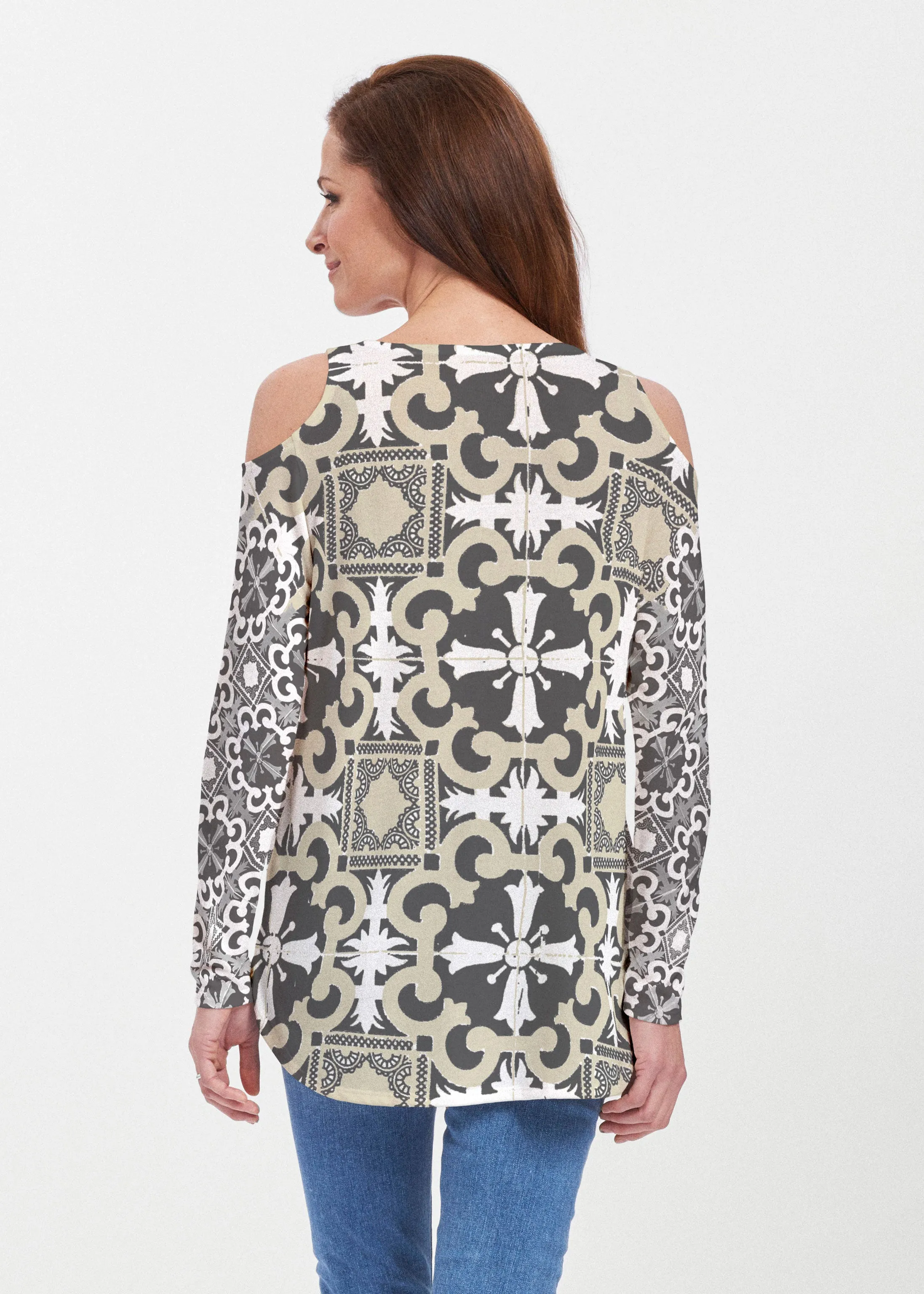 Portuguese Gold (25010) ~ Butterknit Cold Shoulder Tunic
