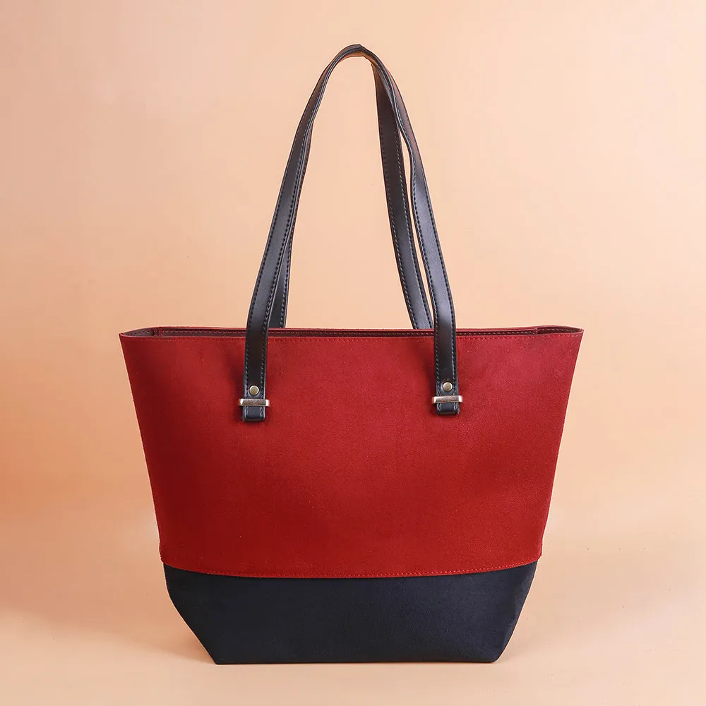 Posh Maroon and Black Tote Bag