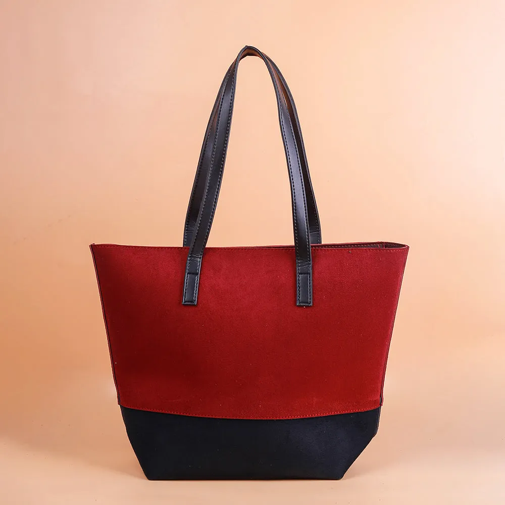 Posh Maroon and Black Tote Bag