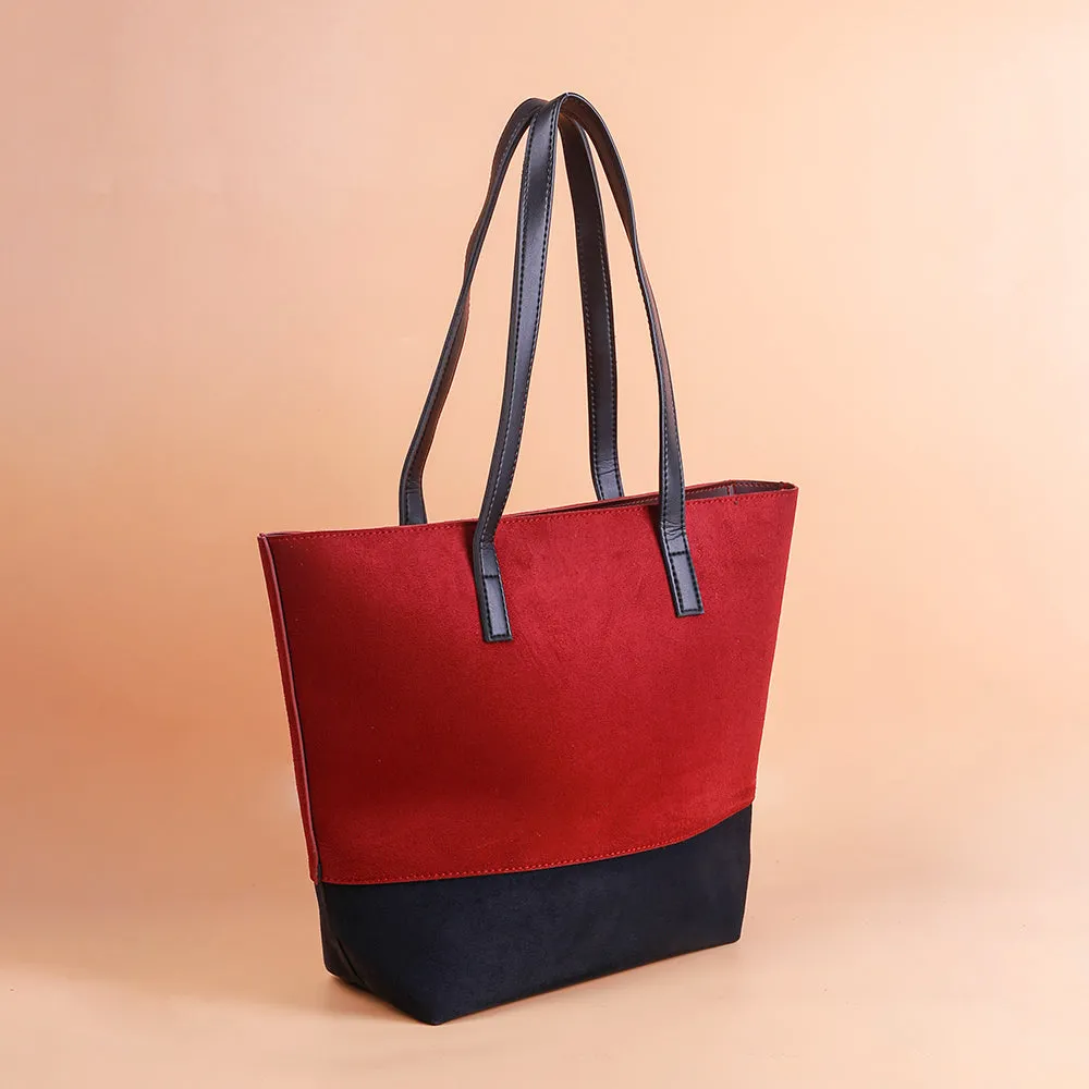 Posh Maroon and Black Tote Bag