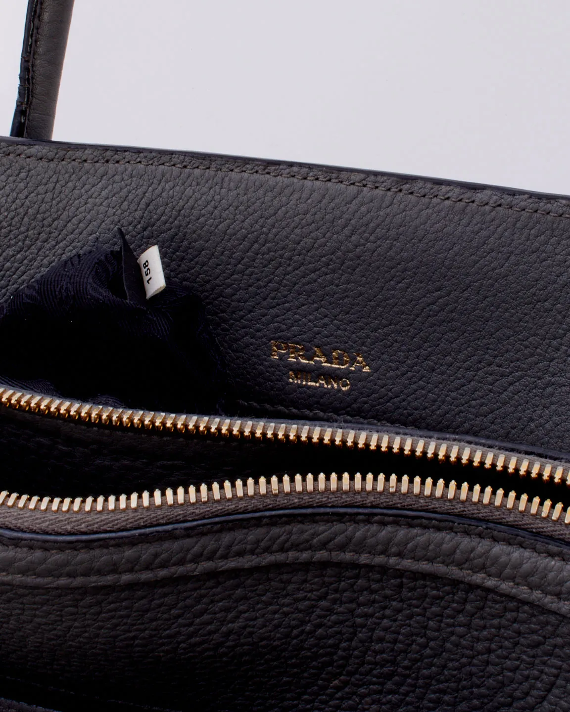 Prada Grey Vitello Daino Medium Top-Handle Tote Bag