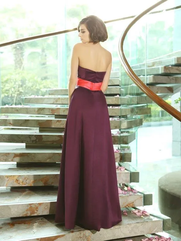 Princess Strapless Satin Bridesmaid Dresses Floor Length