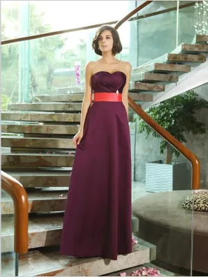 Princess Strapless Satin Bridesmaid Dresses Floor Length