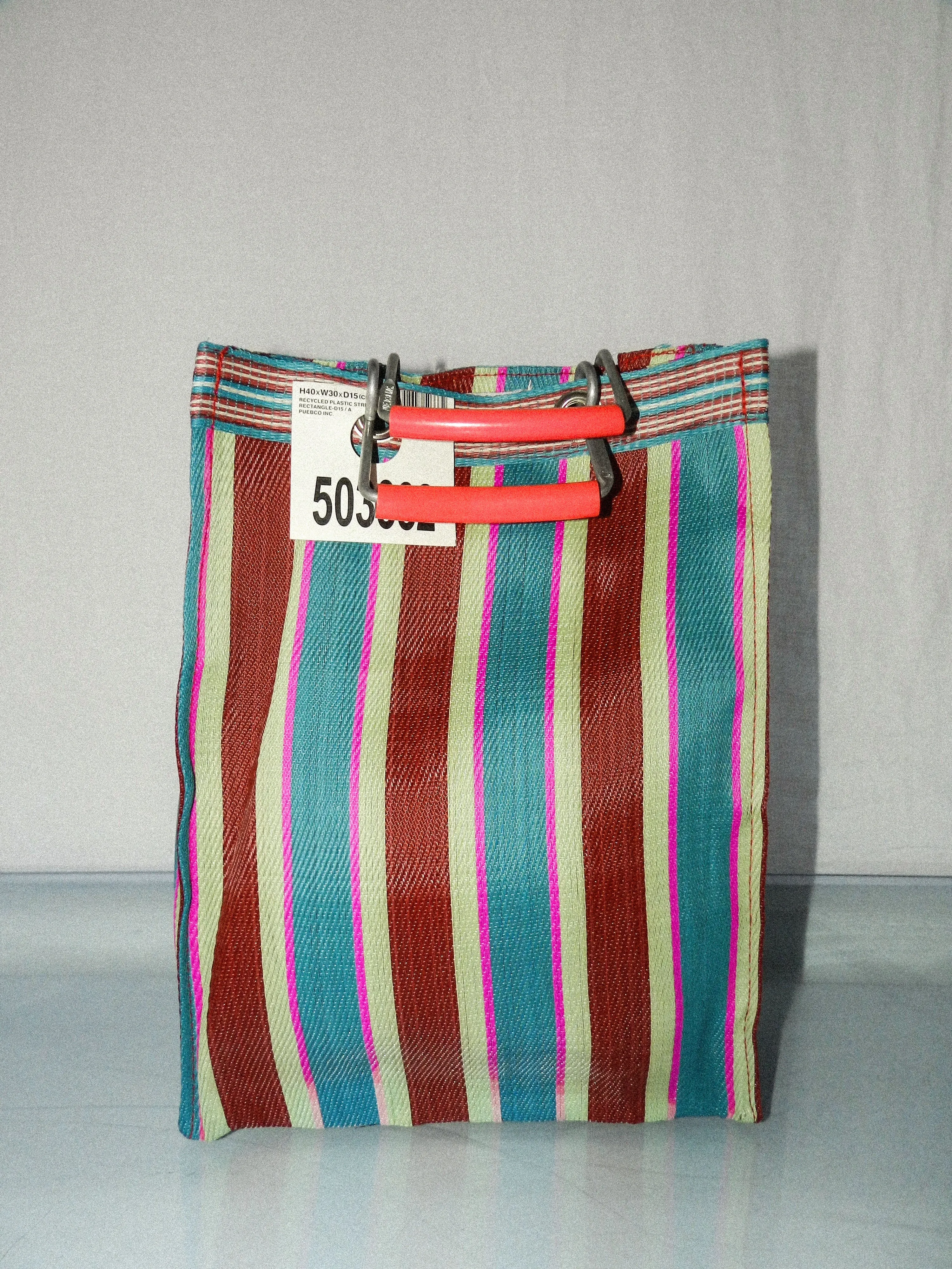 PUEBCO • Recycled Plastic Stripe Bag D15 in Orange/Blue