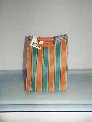 PUEBCO • Recycled Plastic Stripe Bag D15 in Orange/Blue