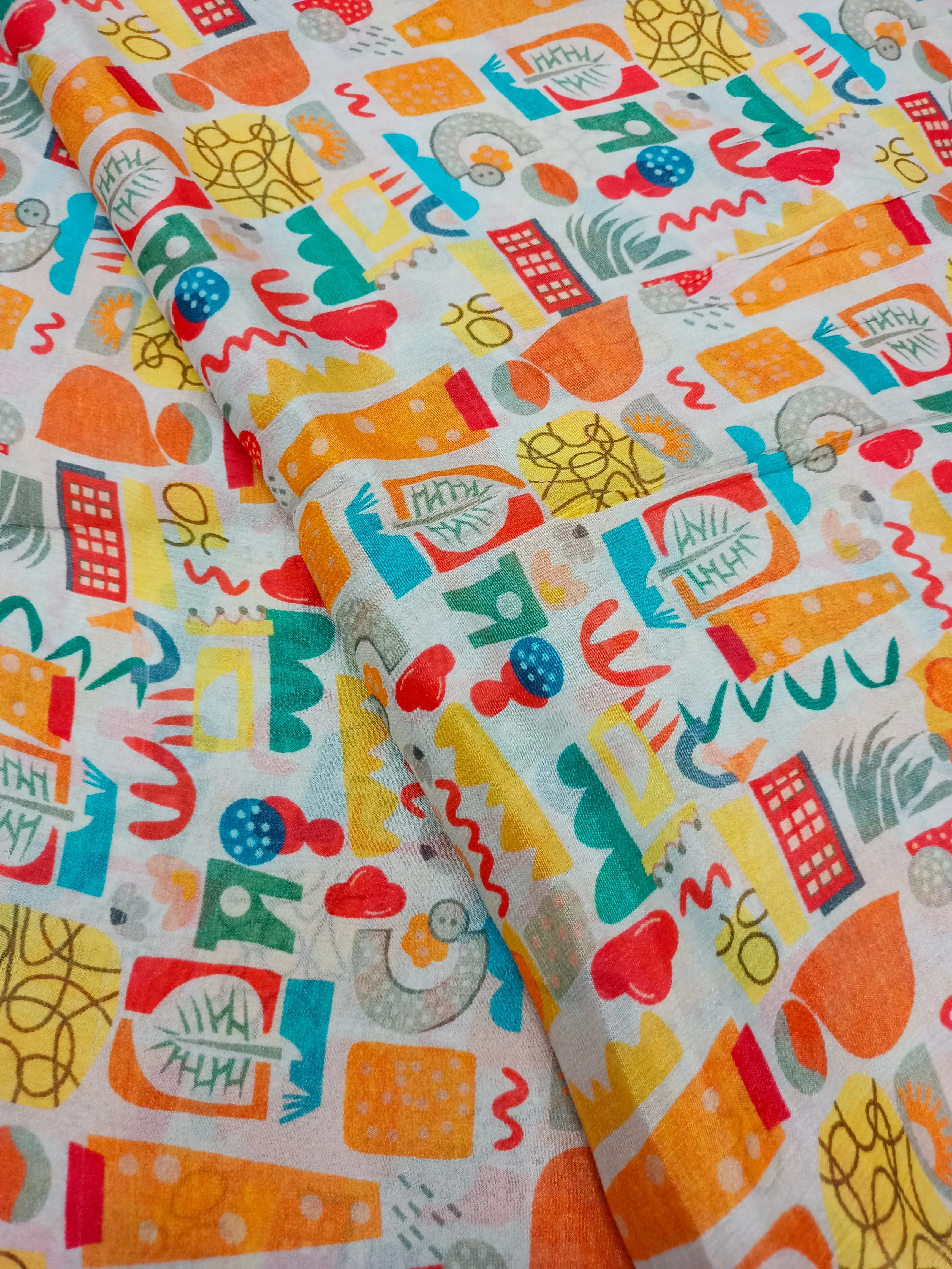 Pure Crushed Chiffon Chinon Digital Printed Fabric